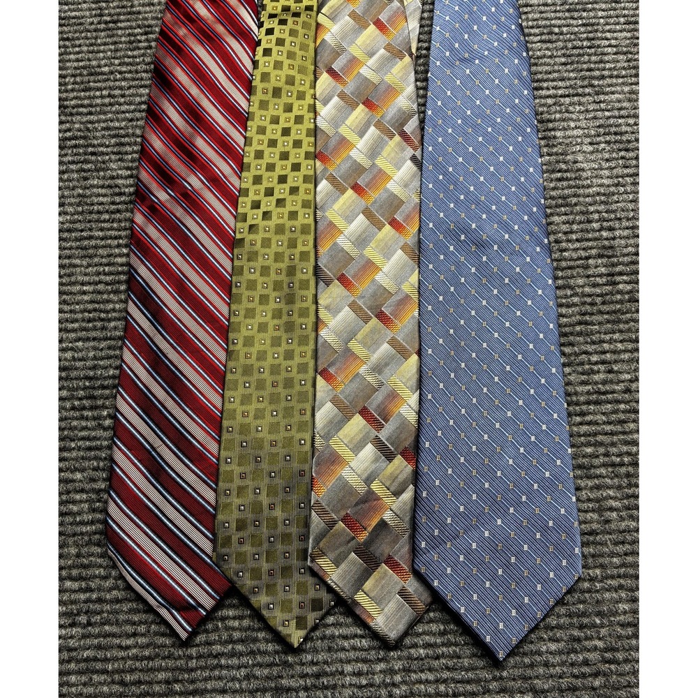 Claiborne 100%‎ Silk Tie Mens One Size Multicolor Geometric Set Of 4 Necktie